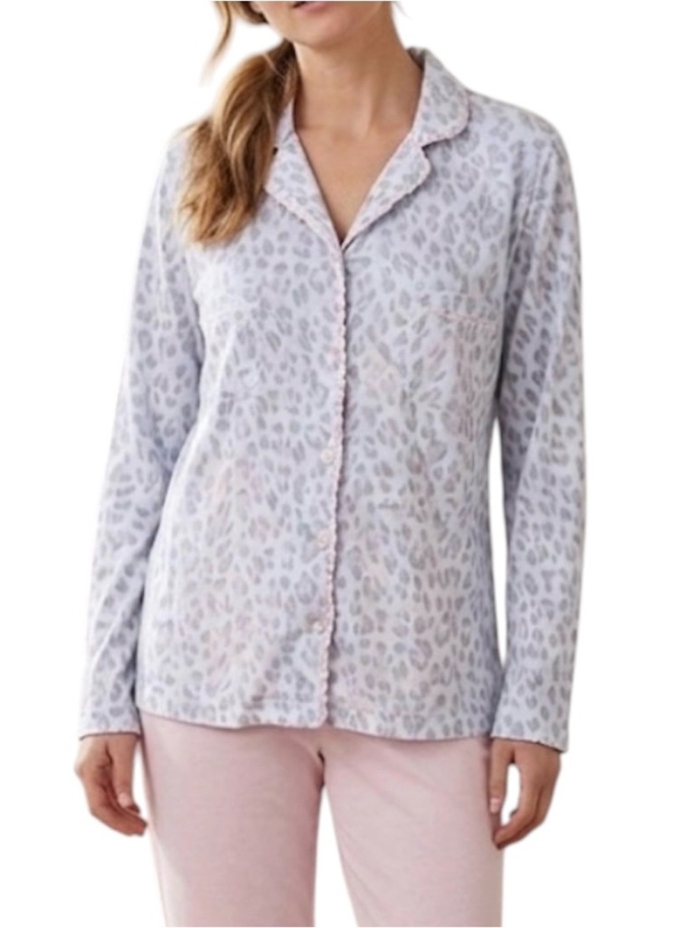 Victoria’s Secret Pink Leopard Print PJ Top Loungewear Pajamas Cotton S